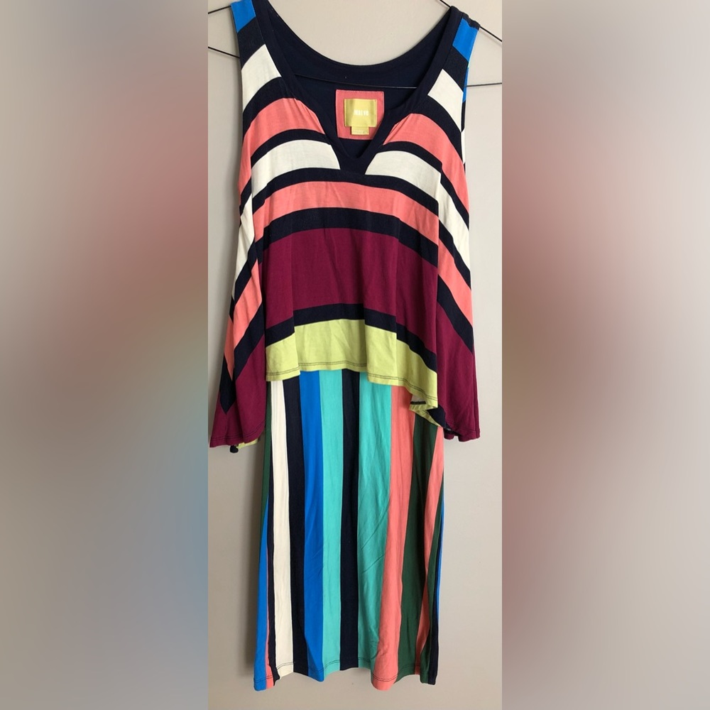 ANTHROPOLOGIE MAEVE Colorful Vertical & Horizontal Stripe Layer Dress  Size XXS